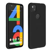 Etui i futerały do telefonów - Półsztywne silikonowe etui Google Pixel 4A z miękkim w dotyku matowym wykończeniem – czarne - miniaturka - grafika 1
