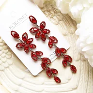 Kolczyki - Kolczyki czerwone SREBRNE długie kwiaty wieczorowe - miniaturka - grafika 1