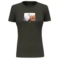 Koszulki i topy damskie - Salewa Pure Design Dry T-shirt damski, ciemnooliwkowy, M - miniaturka - grafika 1