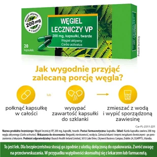 Węgiel Leczniczy VP 200 mg, 20 kapsułek - Układ pokarmowy - miniaturka - grafika 3