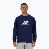 Bluzy męskie - Bluza męska New Balance Stacked Logo French Terry Crew nb navy - miniaturka - grafika 1