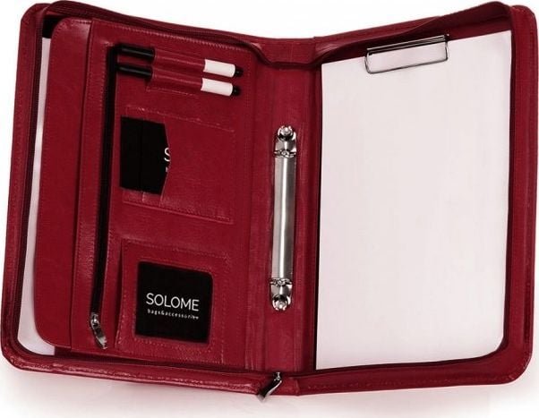 Solome SKÓRZANA AKTÓWKA TECZKA NA DOKUMENTY BIWUAR SOLOME A5 BORDO