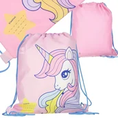 Worki na buty - JEDNOROŻEC Różowy, dziewczęcy worek na buty NA WF, worek szkolny na ramię dla dziewczynki 32x38 cm - miniaturka - grafika 1