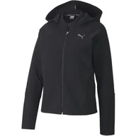 Bluzy damskie - Bluza z kapturem damska Puma EVOSTRIPE FULL-ZIP czarna 58353201-S - miniaturka - grafika 1