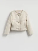 Kurtki damskie - Reserved - Kurtka z imitacji zamszu - kremowy - miniaturka - grafika 1
