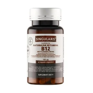 SINGULARIS Superior Naturalna witamina B12 metylokobalamina 100 μg, 60kaps. >>  od 49zł  << - Witaminy i minerały - miniaturka - grafika 1