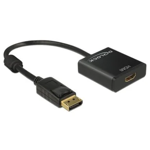 Delock Adapter Displayport 1.2->HDMI aktywny 4K na kablu 20cm Czarny KKDOKPBV0790 - Kable komputerowe i do monitorów - miniaturka - grafika 1