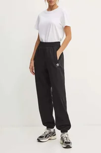 adidas Originals spodnie dresowe bawełniane Essential kolor czarny gładkie IW0952 - Spodnie damskie - miniaturka - grafika 1