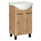 Szafki łazienkowe - Zestaw 50 cm szafka dąb wotan z umywalką ceramiczną - miniaturka - grafika 1
