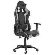 Fotele i krzesła biurowe - Beliani Krzesło biurowe regulowane ekoskóra czarno-srebrne KNIGHT - miniaturka - grafika 1