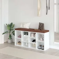 Szafki na buty - vidaXL Ławka na buty biały wysoki połysk 103x30x48 cm Materiał drewnopochodny - Ławka na buty - Ławki na buty - Ławka z miejscem do przechowywania - Stojak na buty - miniaturka - grafika 1