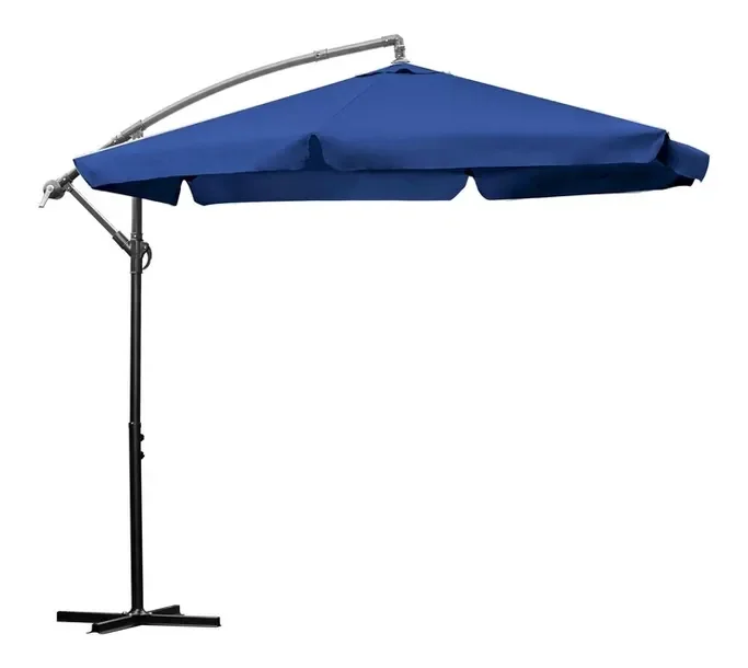 Parasol Ogrodowy Z Wysięgnikiem Składany Regulacja Wysokości Granat 350Cm