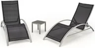 Leżaki ogrodowe - Elior Czarny komplet leżaków ze stolikiem B9-L45 - miniaturka - grafika 1