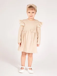 Dziewczęce sukienko-body długi rękaw beżowe Nickol,r.68 - Body dla niemowląt - miniaturka - grafika 1