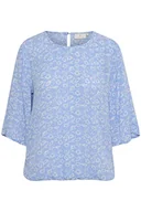 Bluzki damskie - Koszula damska KAFFE Bluzka z nadrukiem długich rękawów luźna, Grapemist Blue/Chalk Flower, 36 - miniaturka - grafika 1