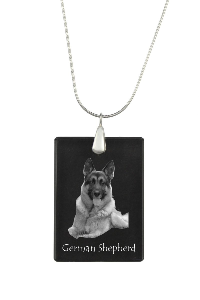 Owczarek niemiecki, Alsatian - kryształowa zawieszka z psem, srebrny naszyjnik ze zdjęciem, personalizowany wisiorek marki Art-Dog