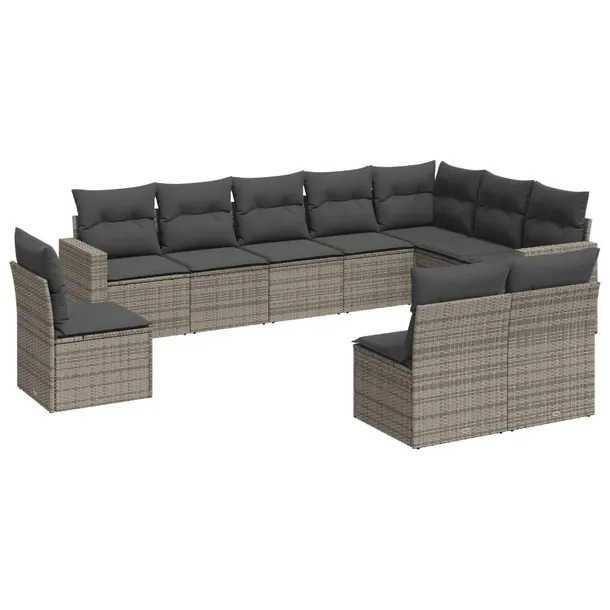 Zestaw mebli ogrodowych modułowych szary rattan PE, wymiary 65,5x62x69 cm