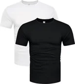 Koszulki męskie - 2-pak koszulek bawełnianych premium biały i czarny Recea - L - miniaturka - grafika 1