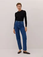 Spodnie damskie - Reserved - Jeansy straight z wysokim stanem - niebieski - miniaturka - grafika 1