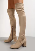 Kozaki damskie - Beżowe Kozaki Pyrmonta - Renee - miniaturka - grafika 1