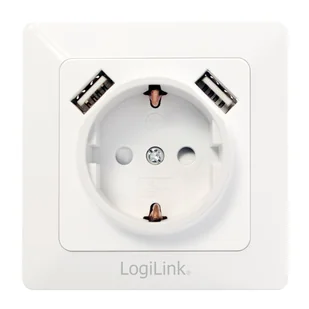 LogiLink PA0162 gniazdko elektryczne 2 x USB + CEE 7/3 Biały - Gniazdka elektryczne - miniaturka - grafika 1