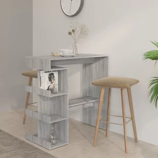 shumee shumee Stolik barowy z półkami szary dąb sonoma 100x50x101,5 cm - Ławy i stoliki kawowe - miniaturka - grafika 1