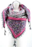 Apaszki i szaliki damskie - WIELOKOLOROWA CHUSTA APASZKA Z FRĘDZLAMI ETNO - miniaturka - grafika 1