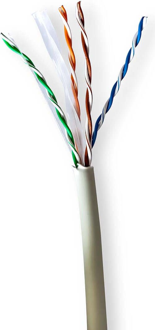 Kabel sieciowy w rolkach CAT6 skrętka U/UTP czysta miedź 100,0 m wewnętrzny okrągły LSZH szary opakowanie kartonowe