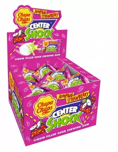 Chupa Chups, kwaśne gumy Shock o smaku truskawkowym, 100 sztuk - Gumy do żucia, lizaki, dropsy - miniaturka - grafika 1
