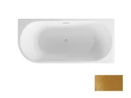 Wanny - Besco Zoya Glam Wanna wolnostojąca przyścienna 150x75 cm prawa biały połysk/złoty + syfon z przelewem chrom WA-150-ZPZL - odbiór osobisty: Kraków, Warszawa - miniaturka - grafika 1