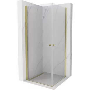Mexen Pretoria Duo kabina prysznicowa uchylna 70x70 cm, transparent, złota - Kabiny prysznicowe - miniaturka - grafika 1