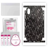 Szkła hartowane na telefon - Folia naklejka skórka strukturalna na TYŁ+BOKI do Apple iPhone X -  Carbon Pixel Czarny - apgo SKINS - miniaturka - grafika 1