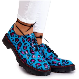 Damskie Skórzane Półbuty Oxfordy Maciejka 04087-47 Niebieskie wielokolorowe - Półbuty damskie - miniaturka - grafika 1