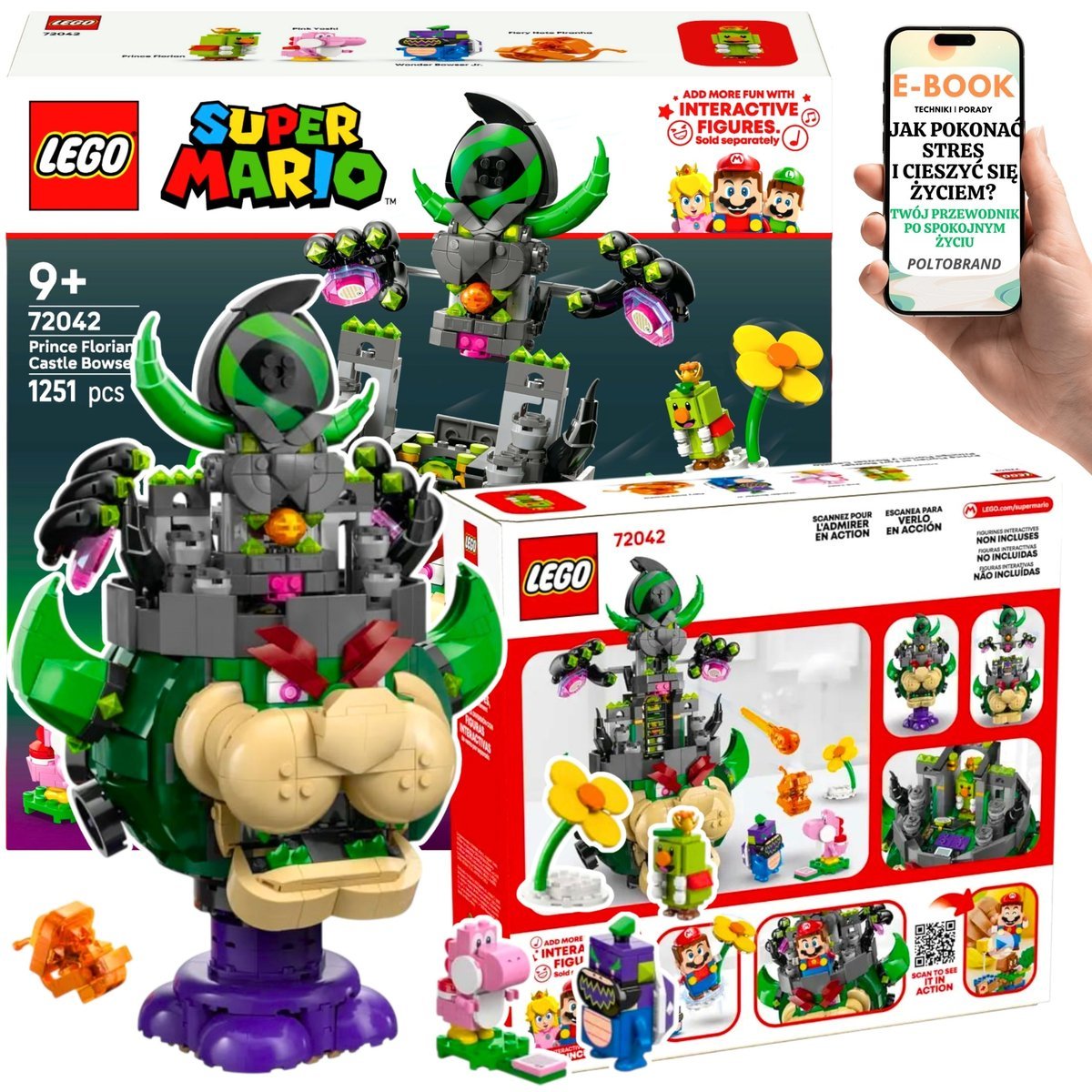 LEGO Super Mario Castle Bowser z Prince Florianem i Różowym Yoshim • 5 postaci Nintendo® Lego Dla Chłopca Syna 10 11 12 13 14 Latka + EBOOK-1