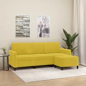 Sofy i kanapy - 3-osobowa sofa z podnóżkiem, żółta, 180 cm, aksamit - miniaturka - grafika 1