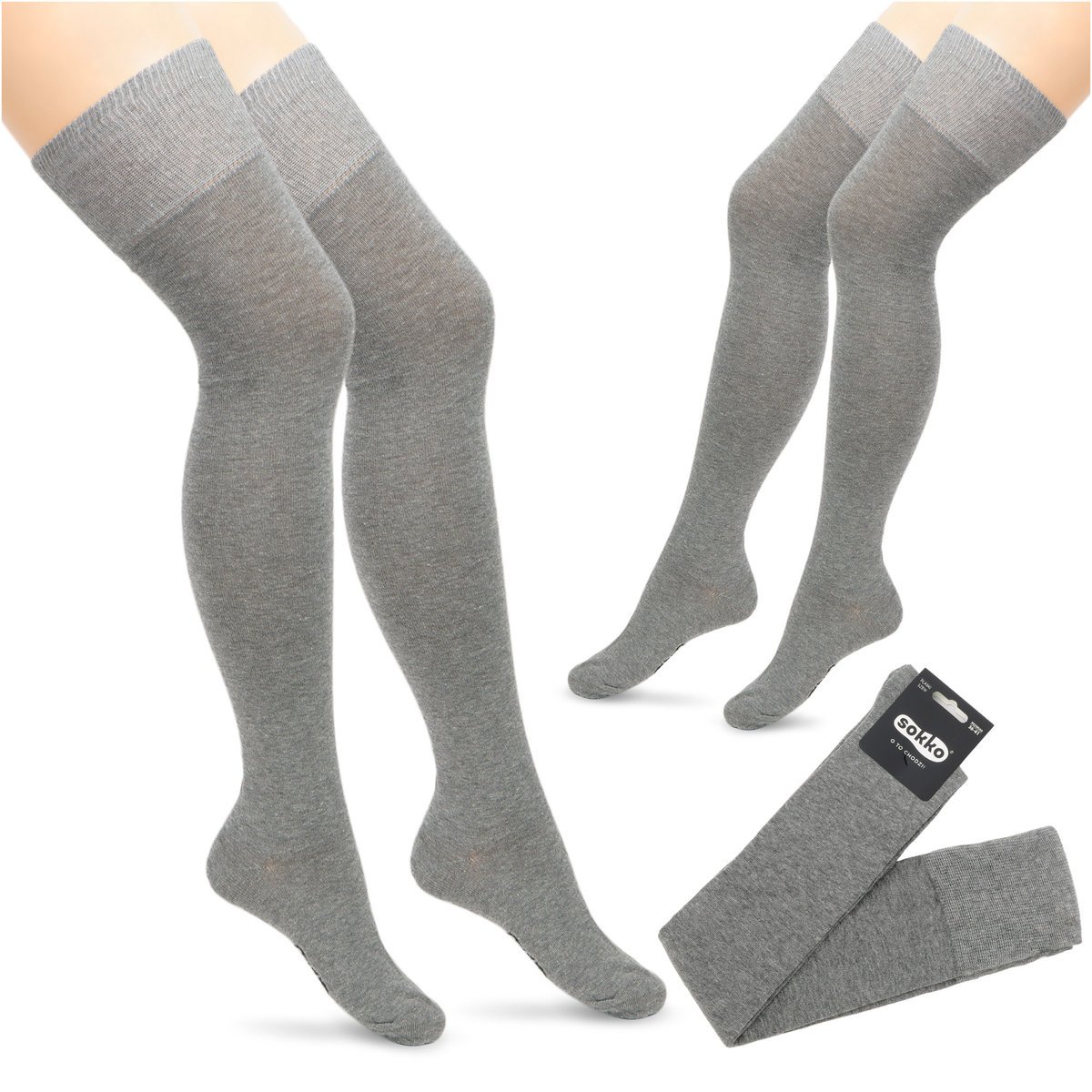 Sokko Zakolanówki Damskie Wysokie Długie Gładkie - Zak-Gl-Sza-36-41