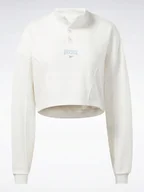 Bluzy damskie - Reebok bluza damska bez kaptura rozmiar M krótka biała logo - miniaturka - grafika 1