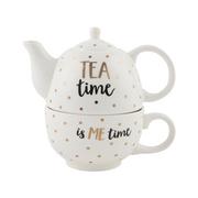 Serwisy do kawy i herbaty - Kamionkowy dzbanek do herbaty z filiżanką Sass & Belle Tea Time - miniaturka - grafika 1