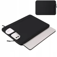 Torby na laptopy - Eleganckie etui na laptopa 15,6 z kieszonką na suwak CZARNY - miniaturka - grafika 1