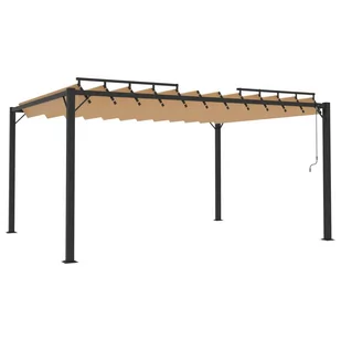 vidaXL Altana z żaluzjowym dachem 3x4 m, taupe, tkanina i aluminium! 313928 - Altany ogrodowe - miniaturka - grafika 1
