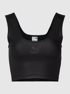 Krótki top z nadrukiem z logo model ‘Shiny’ - Koszulki sportowe damskie - miniaturka - grafika 1