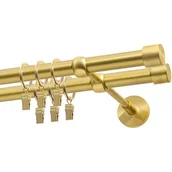 Karnisze - Karnisz DECASTYL Luna z kółkami Podwójny 160 cm Mosiądz Satyna - miniaturka - grafika 1