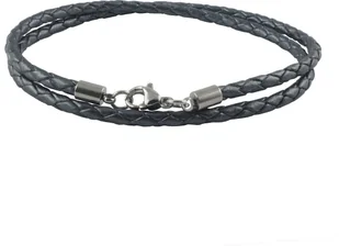 König Design skórzany naszyjnik skórzany pasek skórzana bransoletka 3 mm męski naszyjnik 17 cm - 100 cm pleciony, długość:20 centymetrów, kolor:Graphite Grey - Naszyjniki męskie - miniaturka - grafika 1