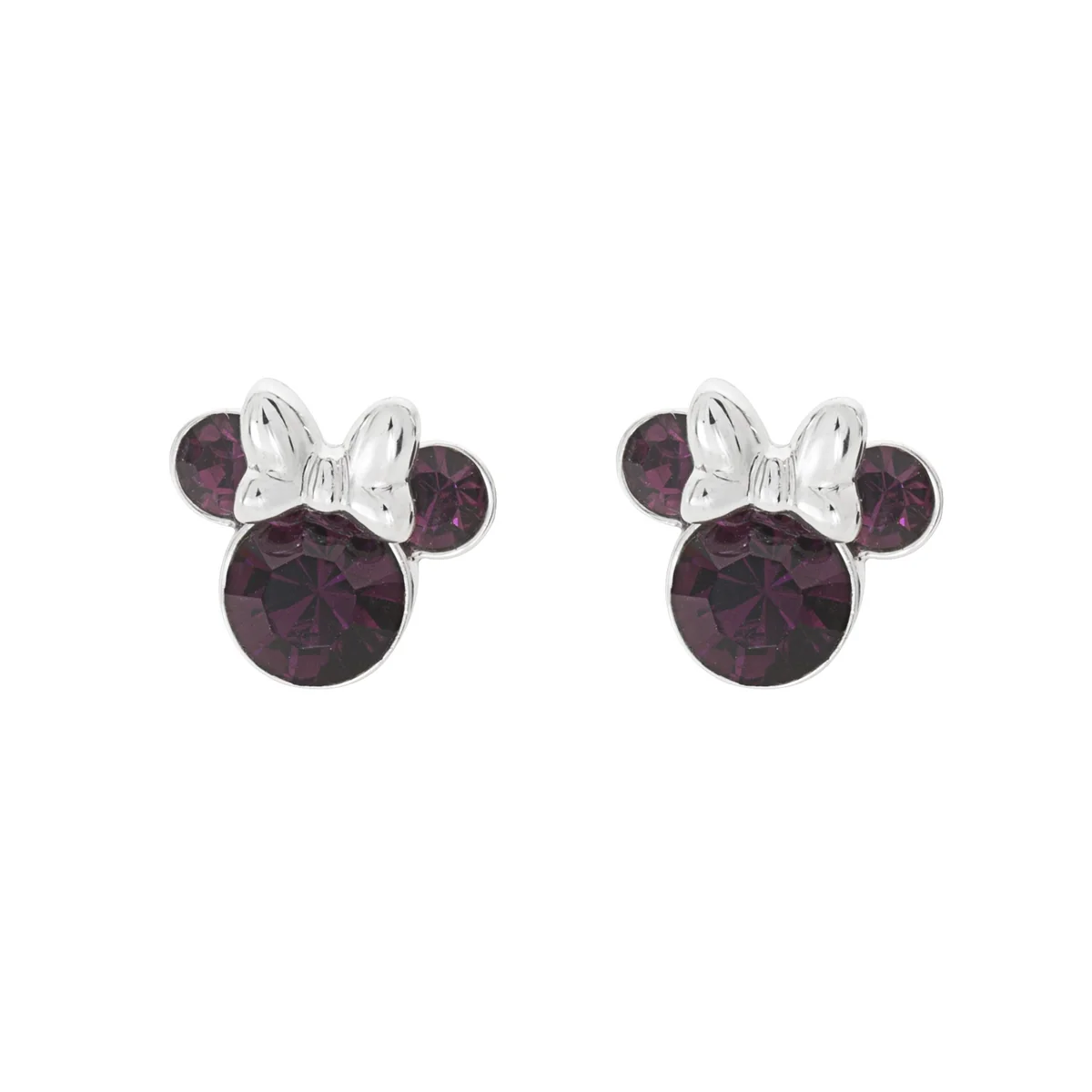 Disney Minnie EF00469SFEBL.PH Srebrne kolczyki na sztyfcie z lutowym miesiącem narodzin, jeden rozmiar, mosiądz, bez kamienia szlachetnego