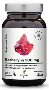 Aura Herbals Aura Herbals Berberyna 500 mg - 60 kapsułek - Leki dla diabetyków - miniaturka - grafika 1