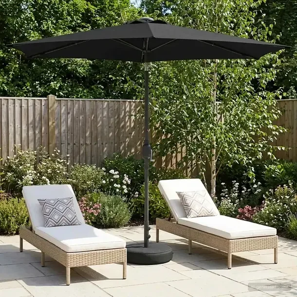 vidaXL Parasol ogrodowy z oświetleniem LED i podstawą 270 x 270 cm