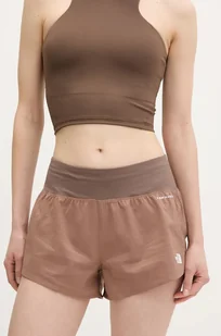 The North Face szorty sportowe Sunriser damskie kolor brązowy wzorzyste high waist NF0A8BC05K21 - Spodnie sportowe damskie - miniaturka - grafika 1