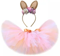 Dodatki do strojów karnawałowych - Strój Kostium Przebranie Królik Króliczek Spódnica Tutu Opaska Uszy 86/104 Cm - miniaturka - grafika 1