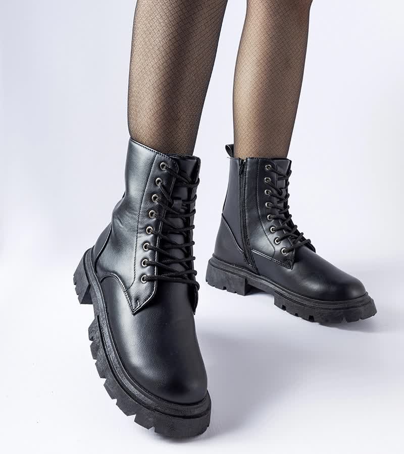 Czarne ocieplane trapery damskie Hansine-38