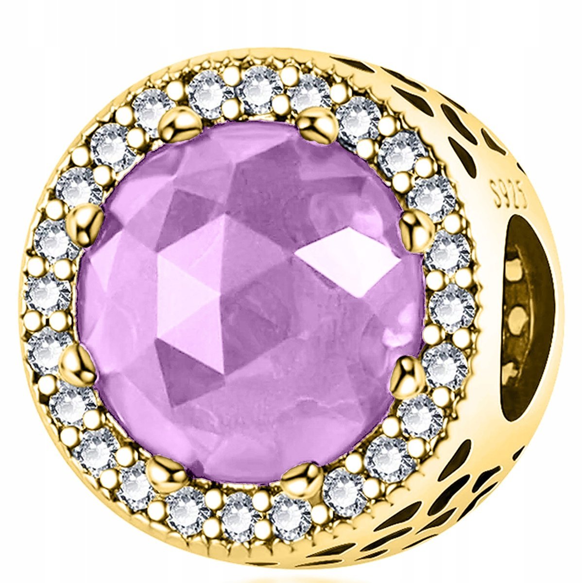 Złoty Charms Kamień Klejnot Koralik z Kamieniem Cyrkonie SREBRO 925